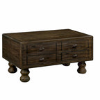 Table basse rectangulaire en bois massif antique marron / expresso avec 4 tiroirs – 101,6 cm de long