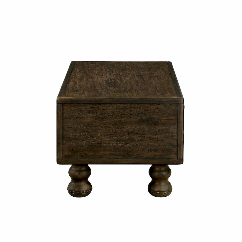 Table basse rectangulaire en bois massif antique marron / expresso avec 4 tiroirs – 101,6 cm de long
