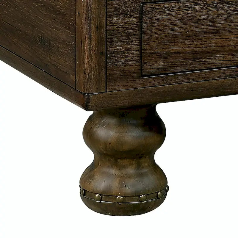 Table basse rectangulaire en bois massif antique marron / expresso avec 4 tiroirs – 101,6 cm de long