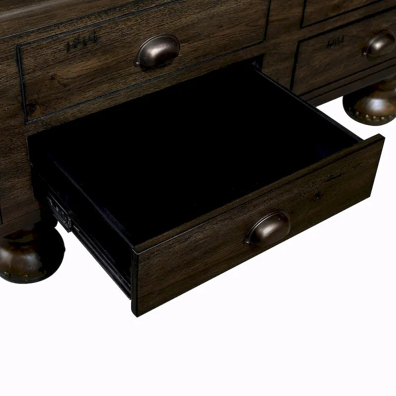 Table basse rectangulaire en bois massif antique marron / expresso avec 4 tiroirs – 101,6 cm de long