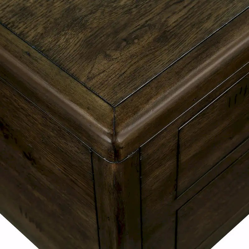 Table basse rectangulaire en bois massif antique marron / expresso avec 4 tiroirs – 101,6 cm de long