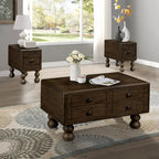 Table basse rectangulaire en bois massif antique marron / expresso avec 4 tiroirs – 101,6 cm de long