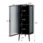 Meuble d'angle 3 étagères en fer et verre trempé noir/blanc avec porte vitrée – Simple