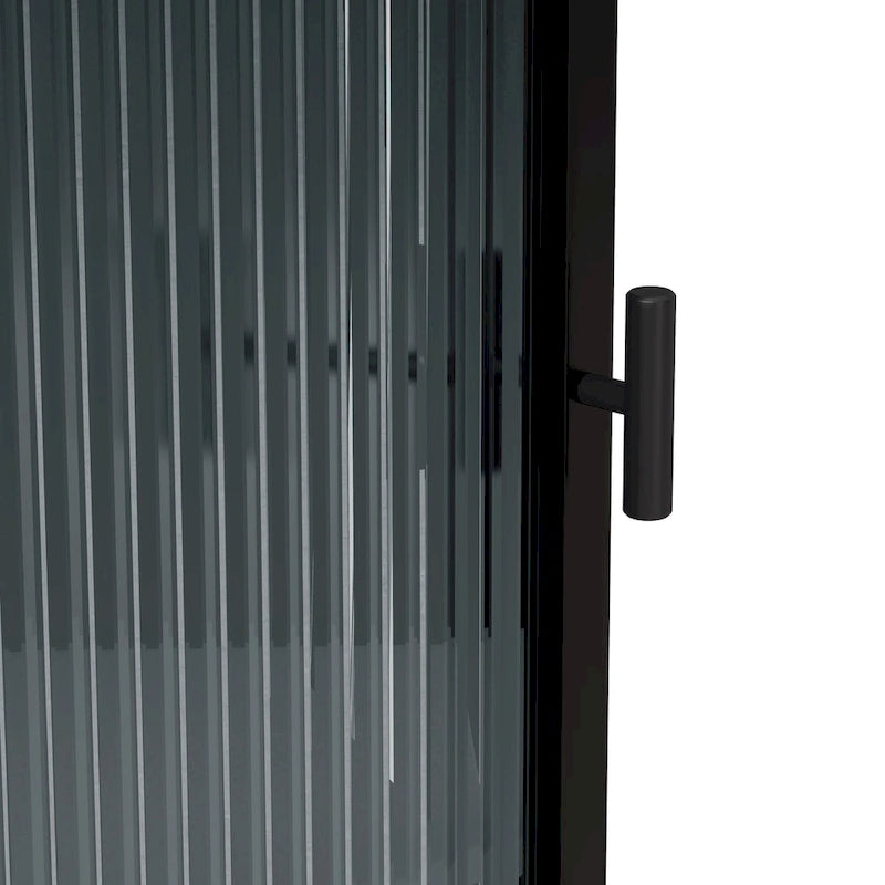 Meuble d'angle 3 étagères en fer et verre trempé noir/blanc avec porte vitrée – Simple