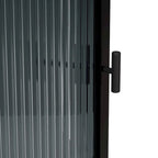 Meuble d'angle 3 étagères en fer et verre trempé noir/blanc avec porte vitrée – Simple