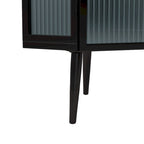Meuble d'angle 3 étagères en fer et verre trempé noir/blanc avec porte vitrée – Simple