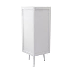 Meuble d'angle 3 étagères en fer et verre trempé noir/blanc avec porte vitrée – Simple