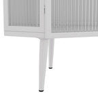 Meuble d'angle 3 étagères en fer et verre trempé noir/blanc avec porte vitrée – Simple