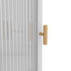 Meuble d'angle 3 étagères en fer et verre trempé noir/blanc avec porte vitrée – Simple
