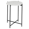 Table d'appoint ronde en terrazzo blanc avec pieds en fer noir – Unité