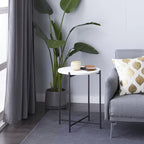 Table d'appoint ronde en terrazzo blanc avec pieds en fer noir – Unité