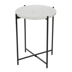Table d'appoint ronde en terrazzo blanc avec pieds en fer noir – Unité