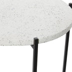 Table d'appoint ronde en terrazzo blanc avec pieds en fer noir – Unité