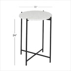 Table d'appoint ronde en terrazzo blanc avec pieds en fer noir – Unité
