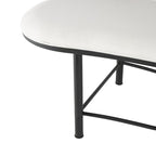 Banc ovale blanc rembourré avec cadre en métal noir et dossier en corde – 3 places