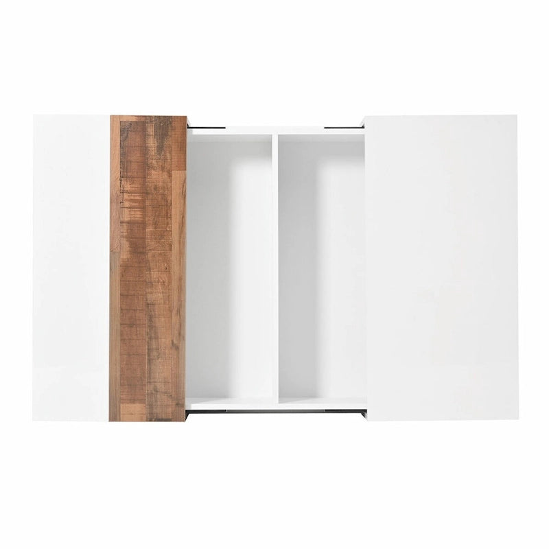 Table basse carrée laquée blanc/noir avec plateau coulissant et rangement dissimulé – 80 cm