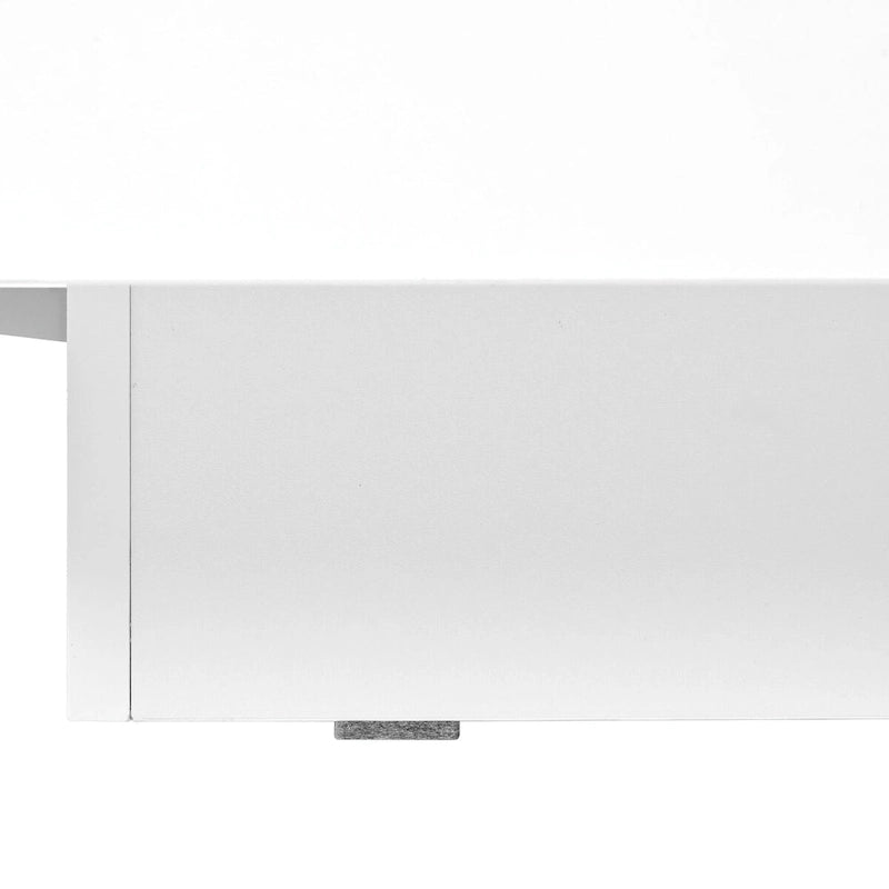Table basse carrée laquée blanc/noir avec plateau coulissant et rangement dissimulé – 80 cm